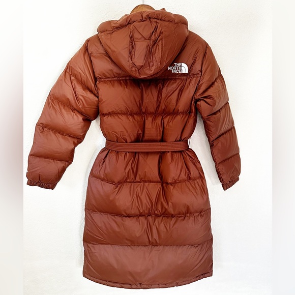 The North Face Nuptse Belted Long Parka Size Large in Dark Oak - Picture 6 of 12